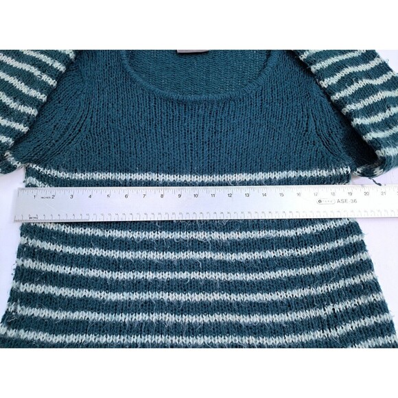 Wooden Ships Size Small/Medium Coastal Striped Green Blue Knit Sweater Wool - Picture 7 of 9